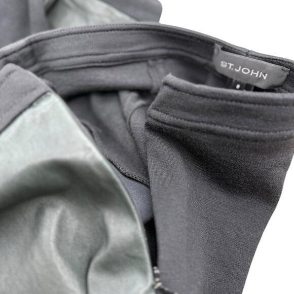 St. John Black Pants/Leggings Mixed Media with Knit and Leather Women’s Size 8 - Picture 4 of 4